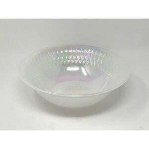 VTG Federal Milk Glass Serving Bowl Opalescent Iridescent Moonglow Aurora 8.5”